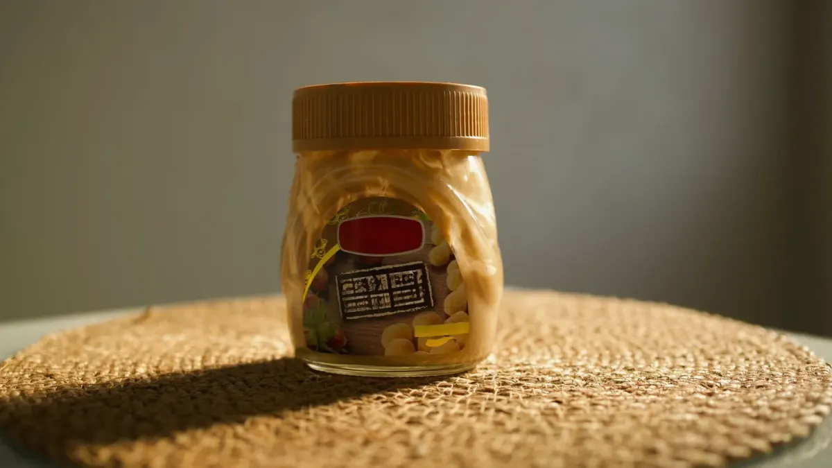 A bottle of dog joint supplement chews sitting on a kitchen counter next to its label