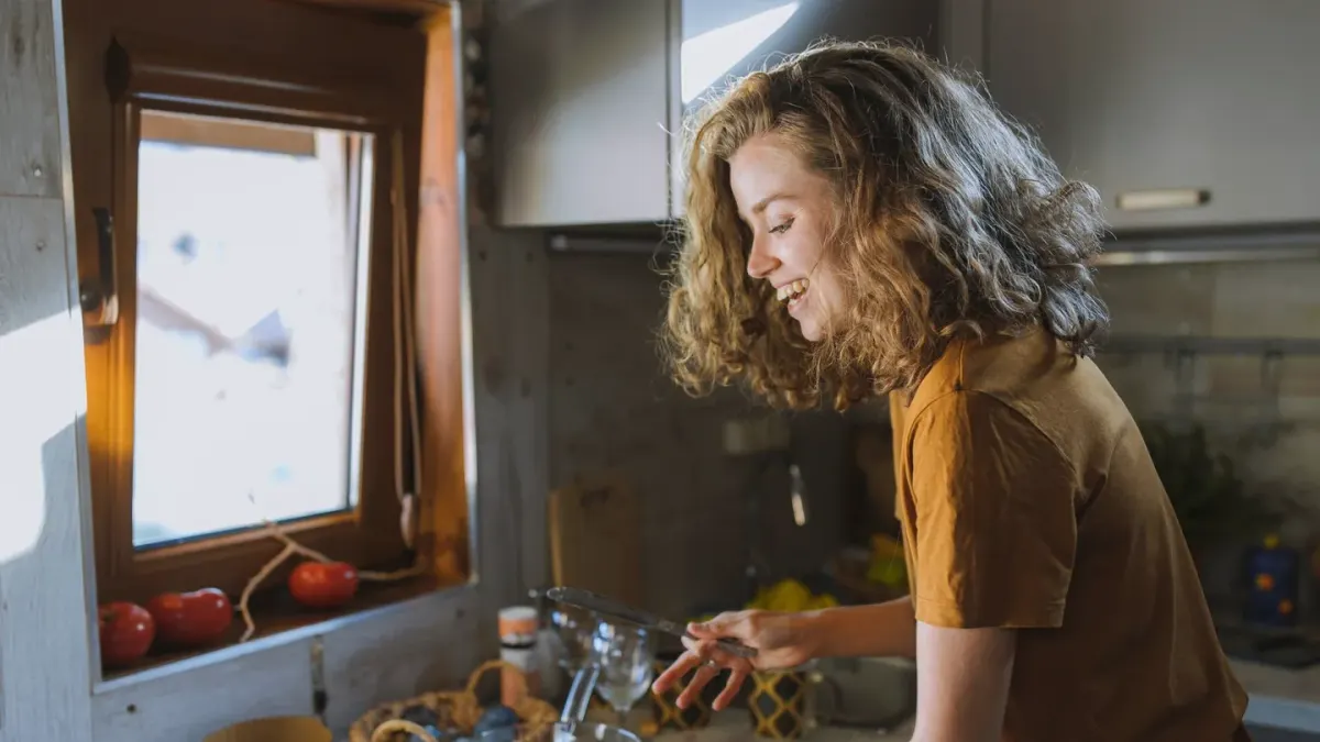 Dog owner preparing a meal